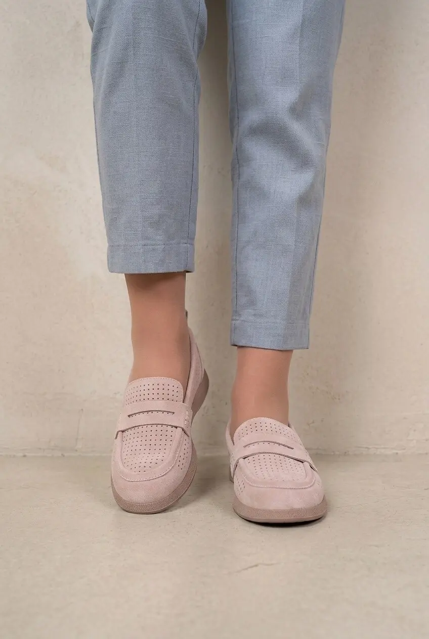 Лофери жіночі Where Uwear Натуральна замша бежеві